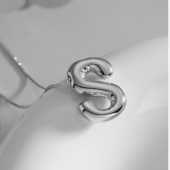 BRAND NEW, STILL IN THE PACKAGE Trendy Bubble Initial Charm and Necklace, “S” - Picture 2 of 4